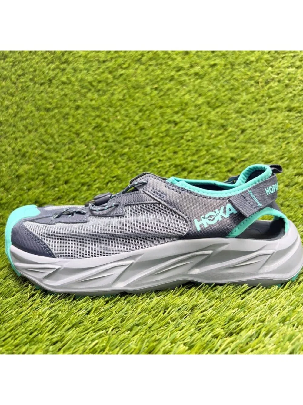 Hoka One One Hopara 2 Boys Size 6Y Blue Slate Gray Athletic Sport Hiking Sandals